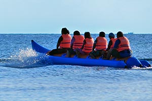 Banana boat rides in Bira