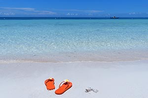 White sand, turquoise water and blue skies